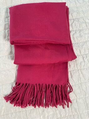 Fuchsia Pink Rose Floral Jacquard Pashmina Shawl Scarf Wrap 72x30 Reversible